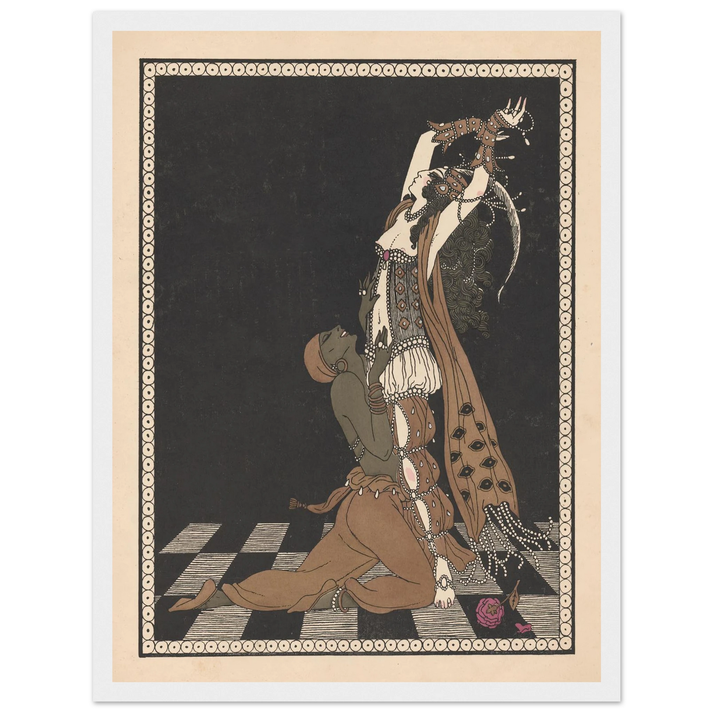 Vaslav Nijinsky and Ida Rubinstein in Schéhérazade (1913) Art Print | George Barbier - Framed Poster - 30x40 cm / 12x16″ - Black frame