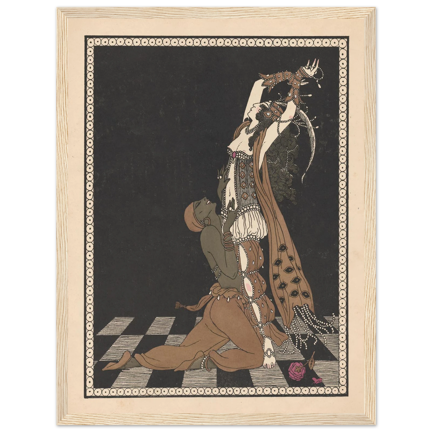 Vaslav Nijinsky and Ida Rubinstein in Schéhérazade (1913) Art Print | George Barbier - Framed Poster - 30x40 cm / 12x16″ - Black frame