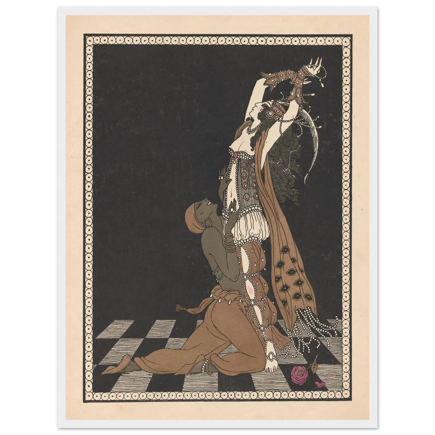 Vaslav Nijinsky and Ida Rubinstein in Schéhérazade (1913) Art Print | George Barbier - Framed Poster - 30x40 cm / 12x16″ - Black frame