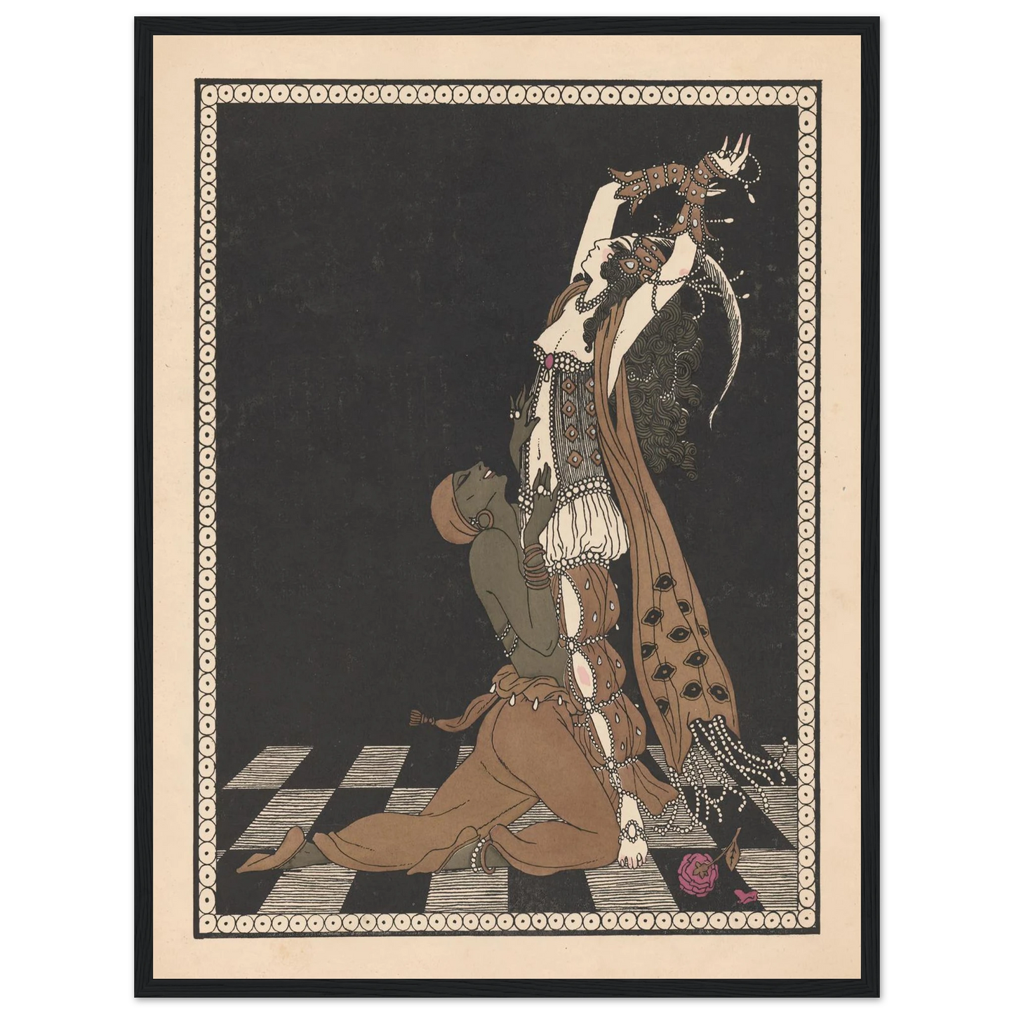 Vaslav Nijinsky and Ida Rubinstein in Schéhérazade (1913) Art Print | George Barbier - Framed Poster - 30x40 cm / 12x16″ - Black frame