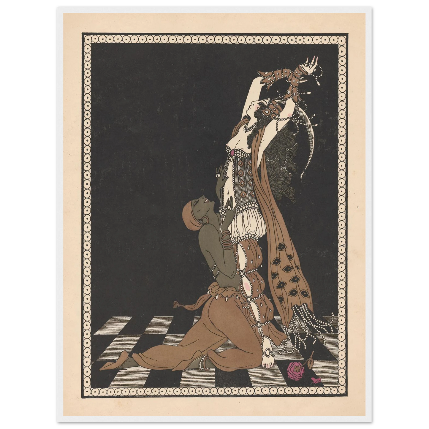 Vaslav Nijinsky and Ida Rubinstein in Schéhérazade (1913) Art Print | George Barbier - Framed Poster - 30x40 cm / 12x16″ - Black frame
