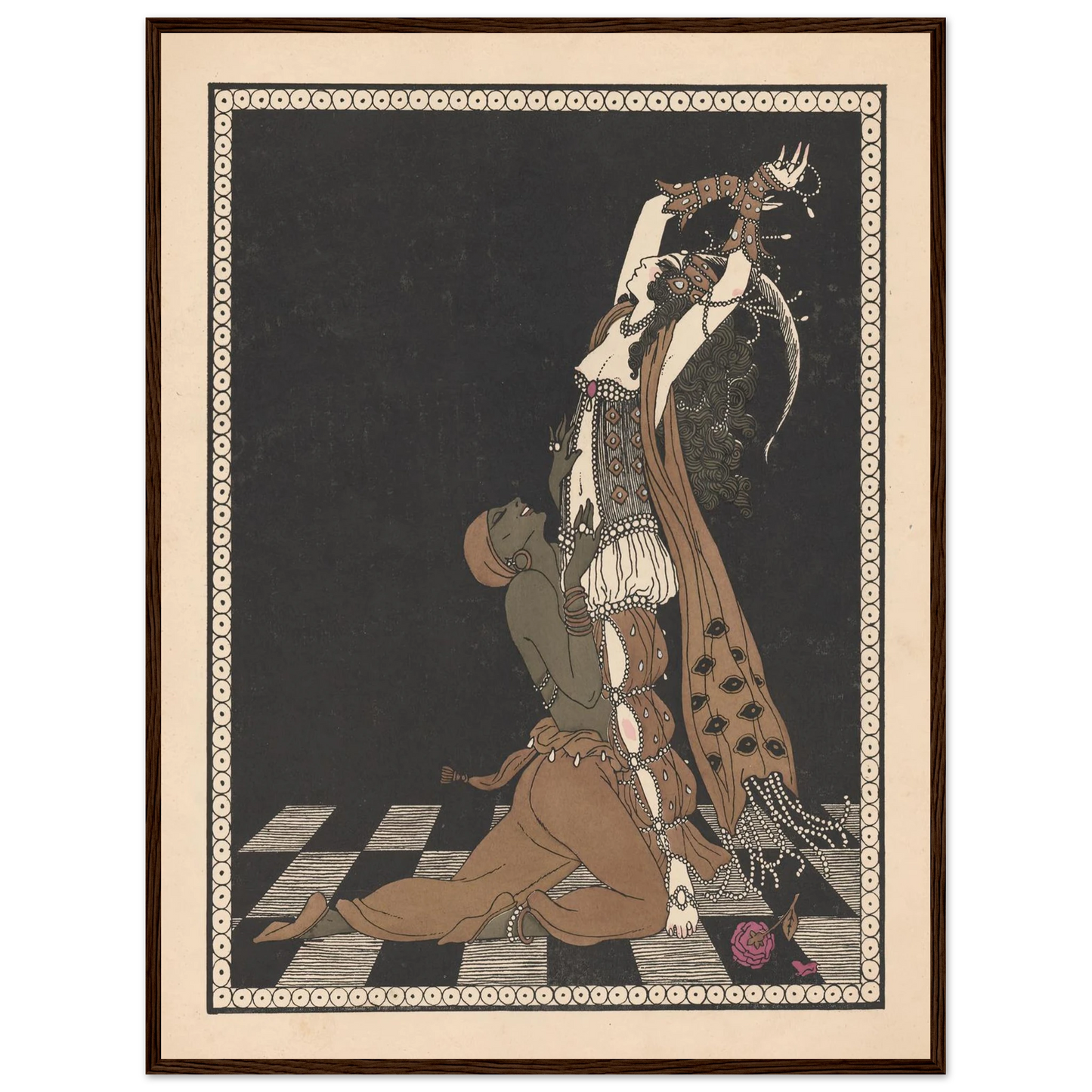 Vaslav Nijinsky and Ida Rubinstein in Schéhérazade (1913) Art Print | George Barbier - Framed Poster - 30x40 cm / 12x16″ - Black frame
