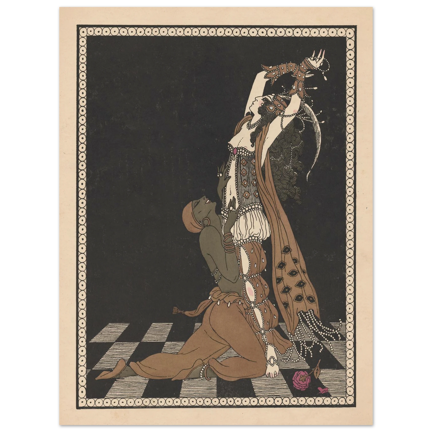 Vaslav Nijinsky and Ida Rubinstein in Schéhérazade (1913) Art Print | George Barbier - Framed Poster - 30x40 cm / 12x16″ - Black frame