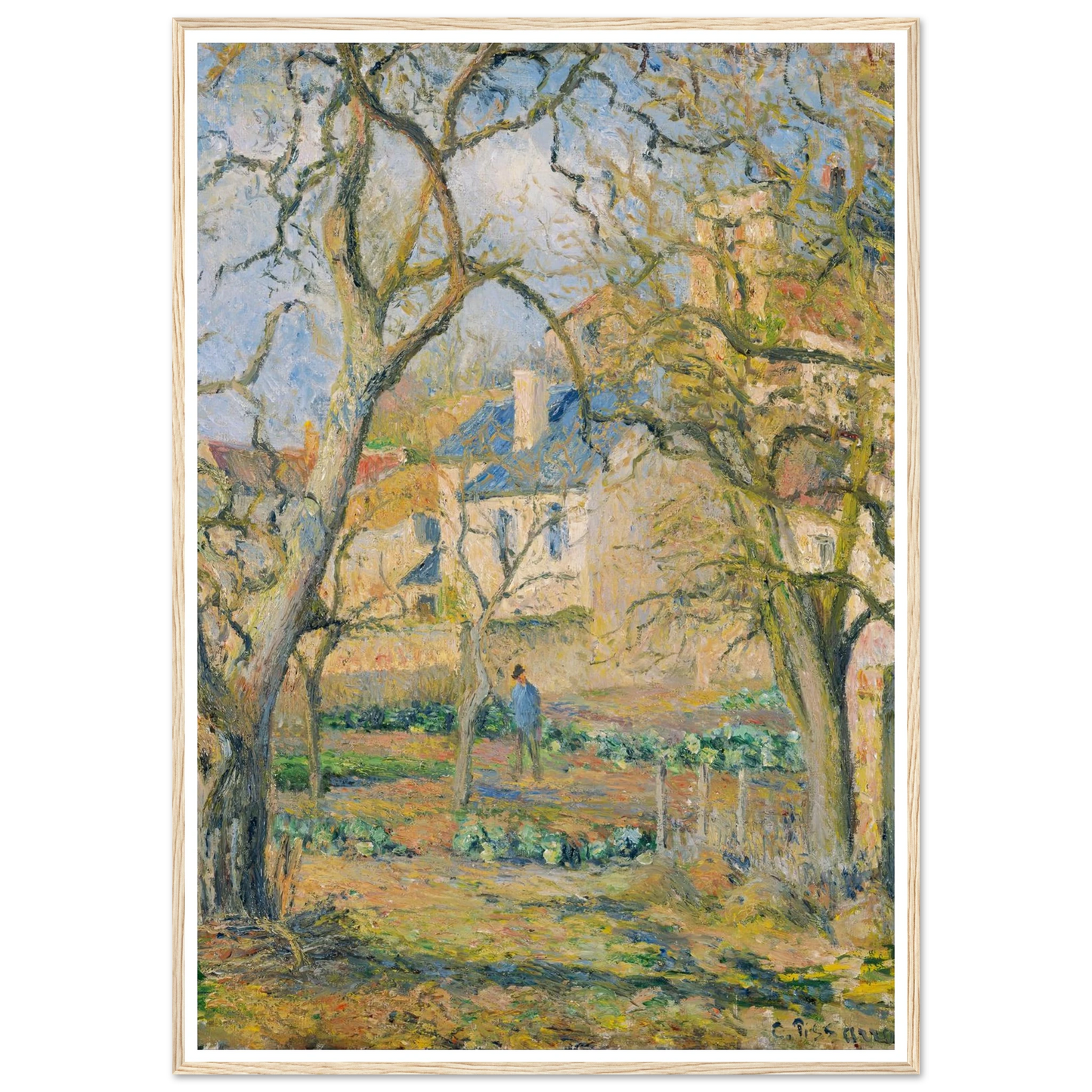 Vegetable Garden (1878) Art Print | Camille Pissarro - Framed Poster - 30x40 cm / 12x16″ - Black frame