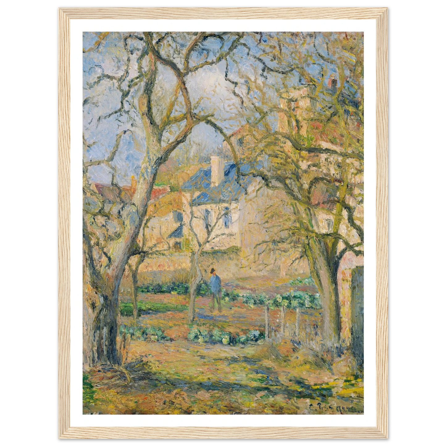 Vegetable Garden (1878) Art Print | Camille Pissarro - Framed Poster - 30x40 cm / 12x16″ - Black frame