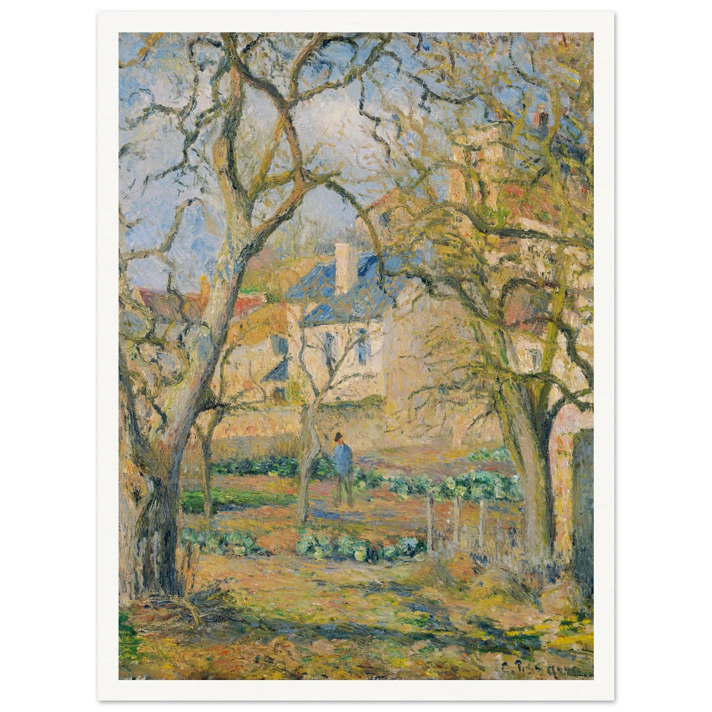 Vegetable Garden (1878) Art Print | Camille Pissarro - Framed Poster - 30x40 cm / 12x16″ - Black frame