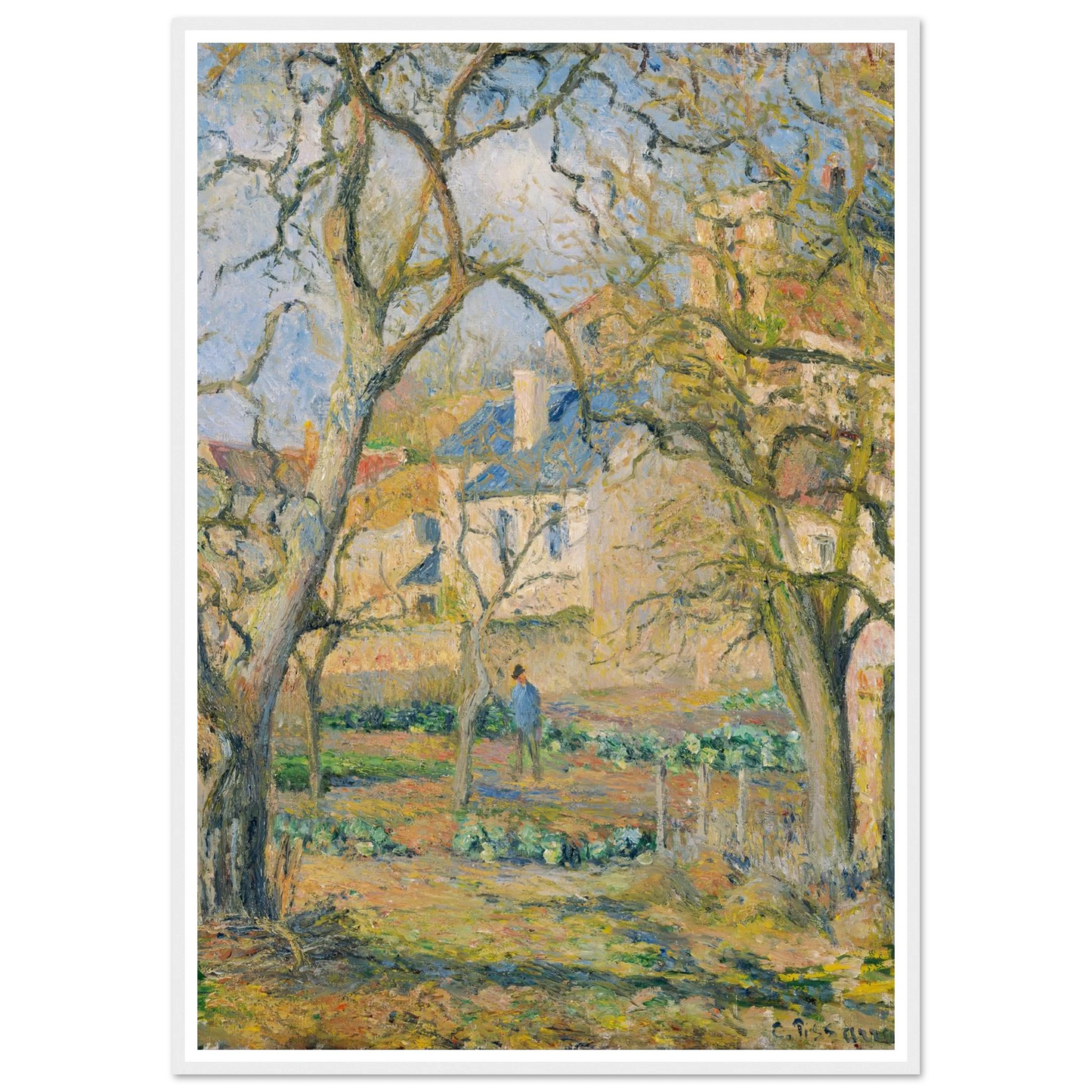 Vegetable Garden (1878) Art Print | Camille Pissarro - Framed Poster - 30x40 cm / 12x16″ - Black frame