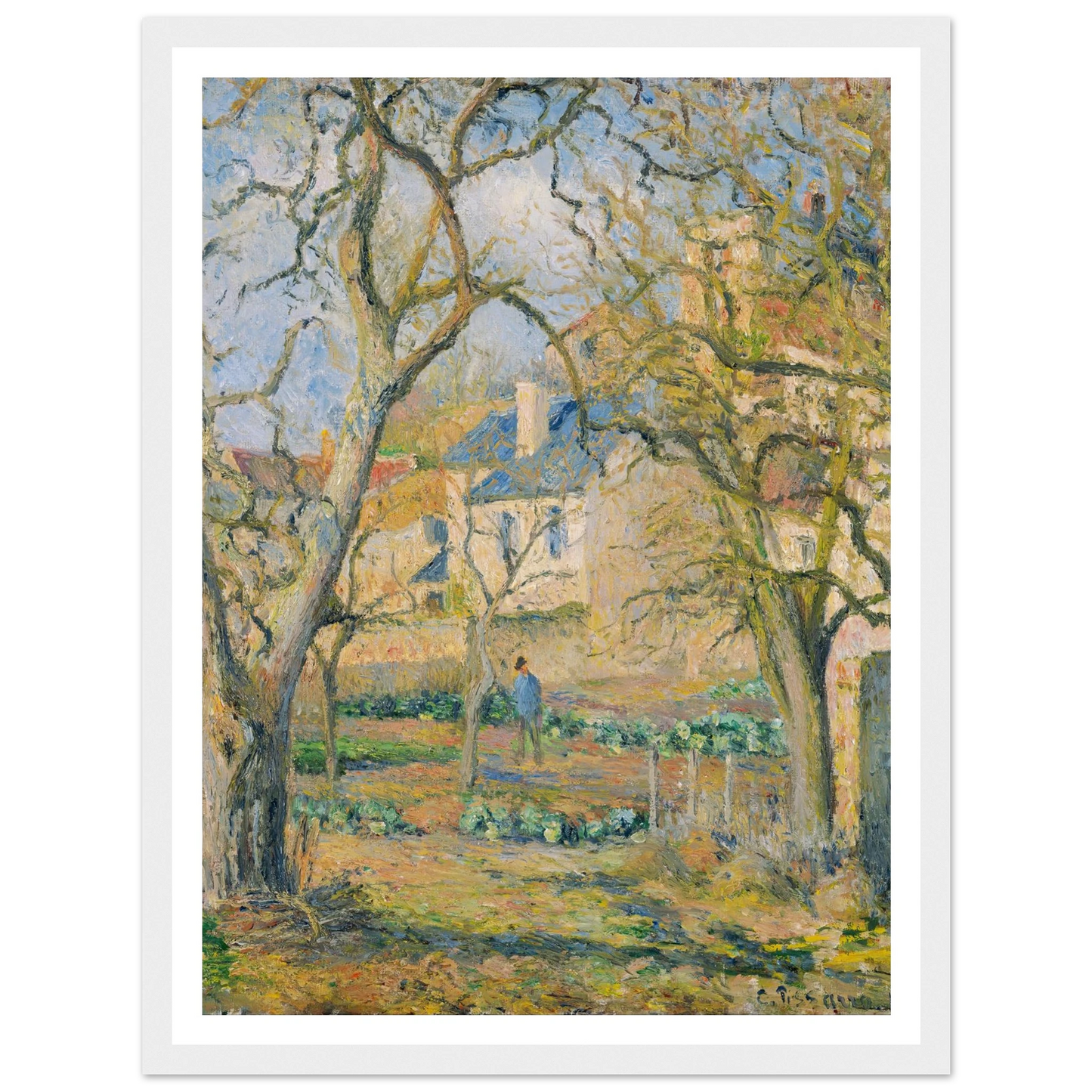 Vegetable Garden (1878) Art Print | Camille Pissarro - Framed Poster - 30x40 cm / 12x16″ - Black frame