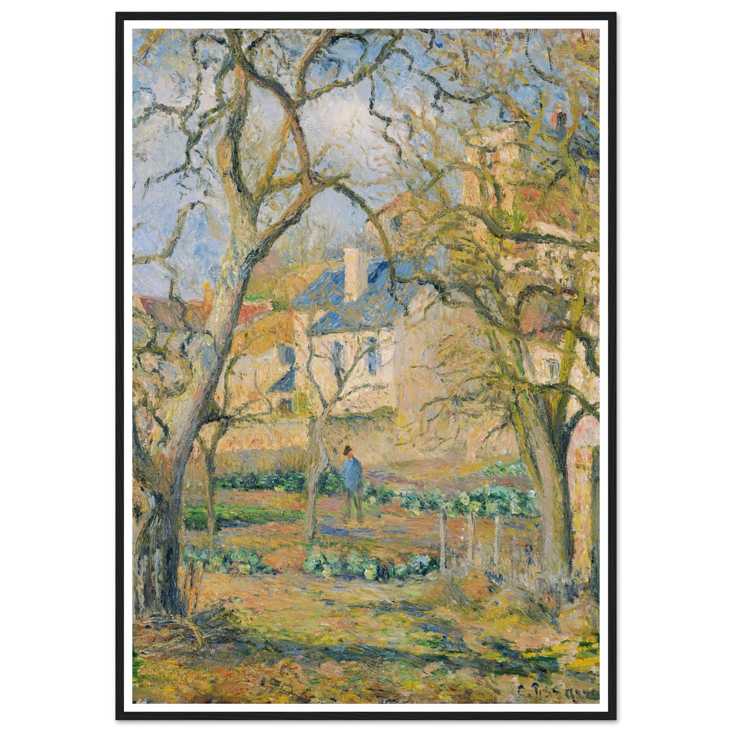 Vegetable Garden (1878) Art Print | Camille Pissarro - Framed Poster - 30x40 cm / 12x16″ - Black frame