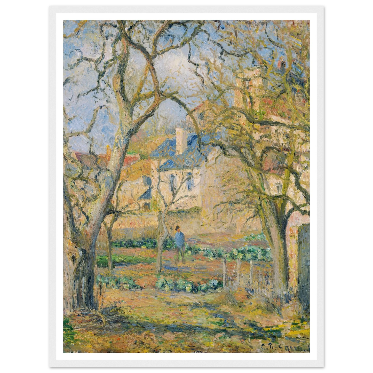 Vegetable Garden (1878) Art Print | Camille Pissarro - Framed Poster - 30x40 cm / 12x16″ - Black frame