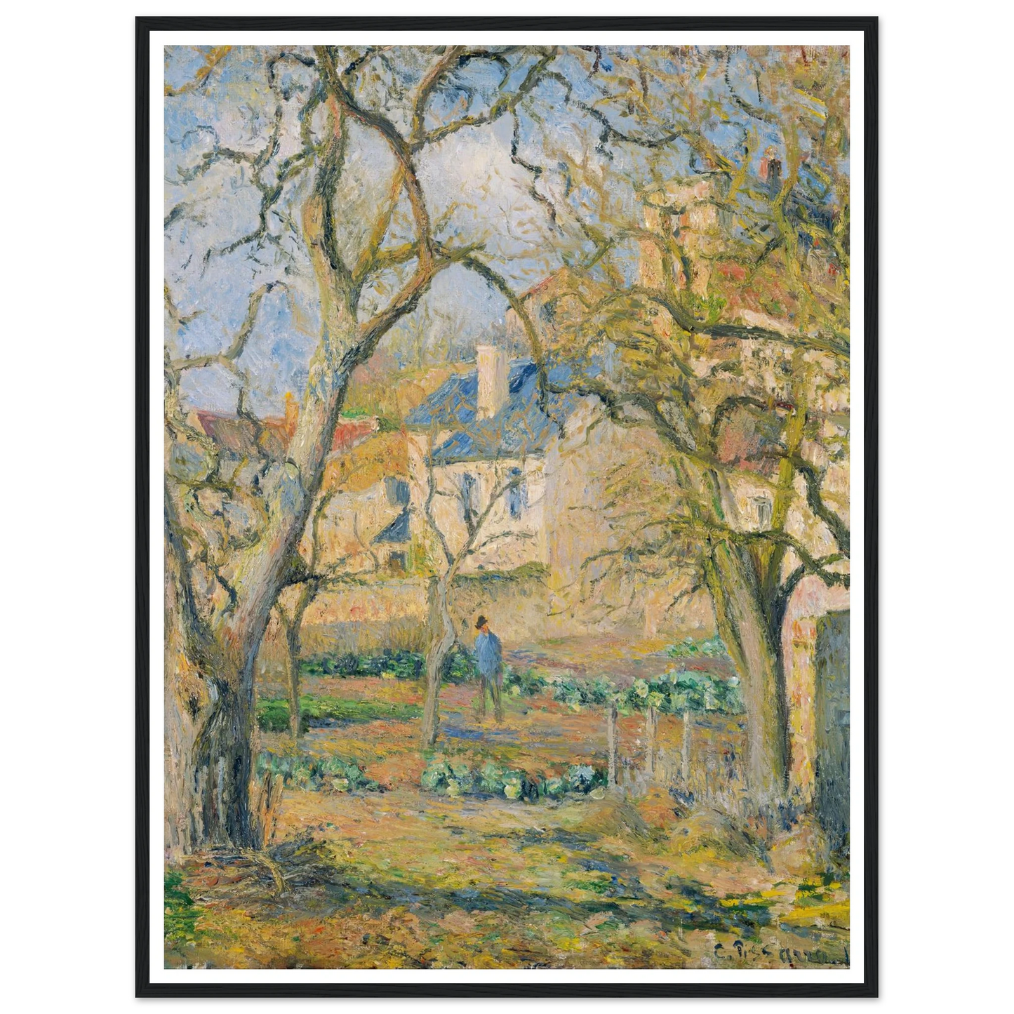 Vegetable Garden (1878) Art Print | Camille Pissarro - Framed Poster - 30x40 cm / 12x16″ - Black frame