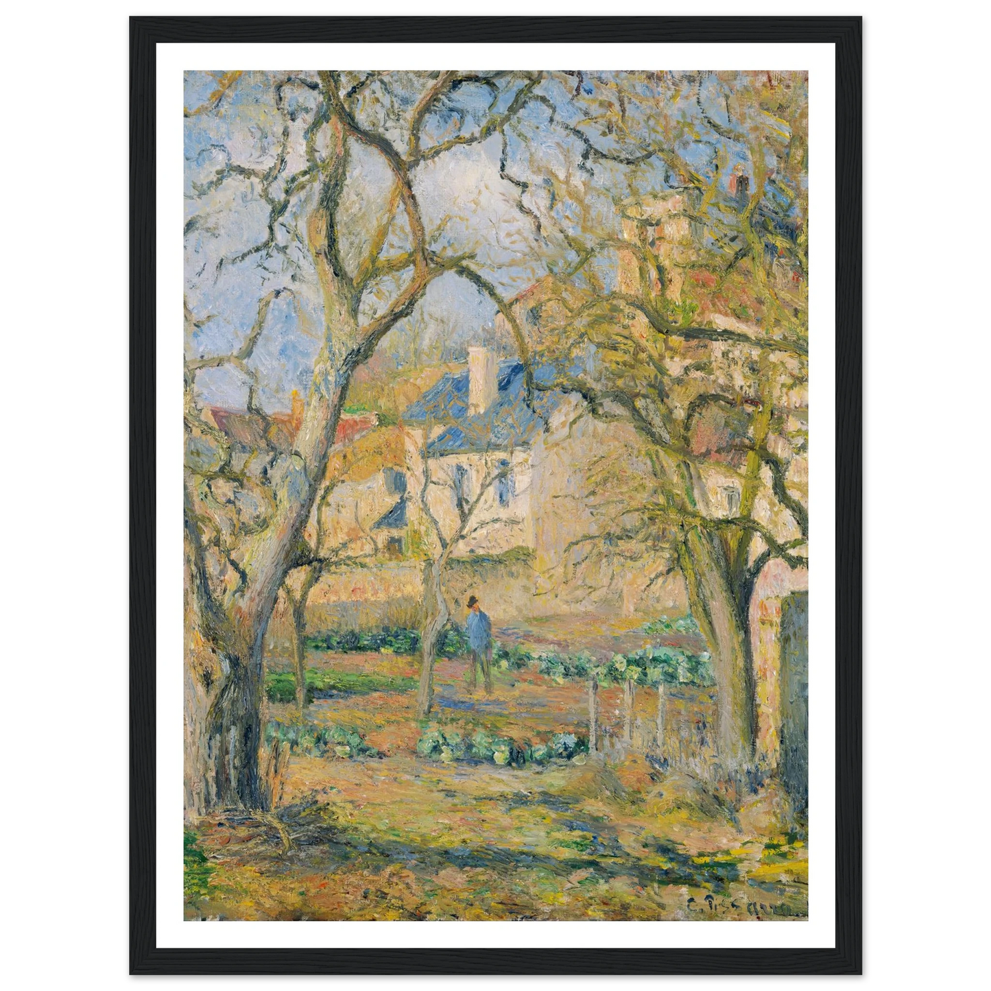 Vegetable Garden (1878) Art Print | Camille Pissarro - Framed Poster - 30x40 cm / 12x16″ - Black frame