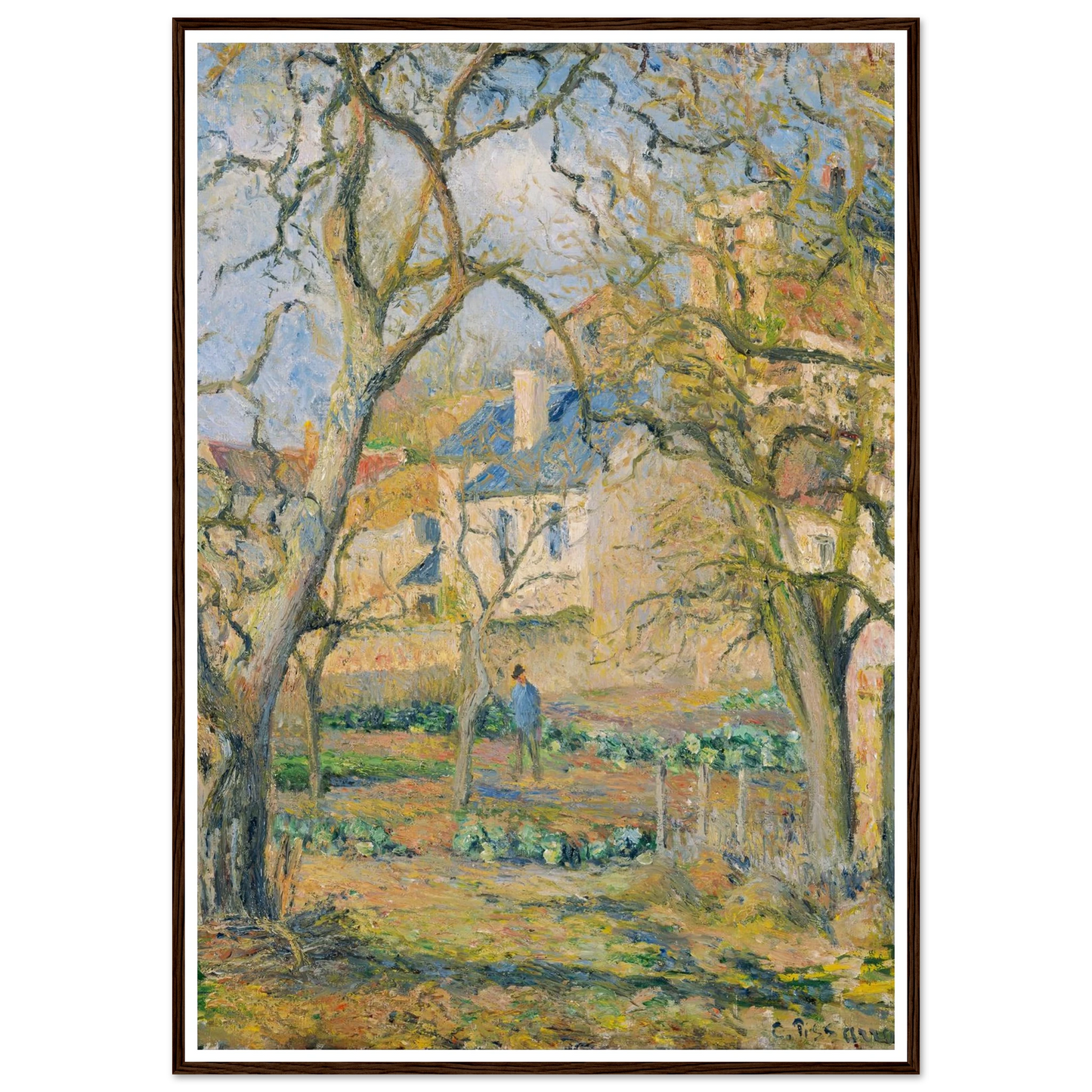 Vegetable Garden (1878) Art Print | Camille Pissarro - Framed Poster - 30x40 cm / 12x16″ - Black frame