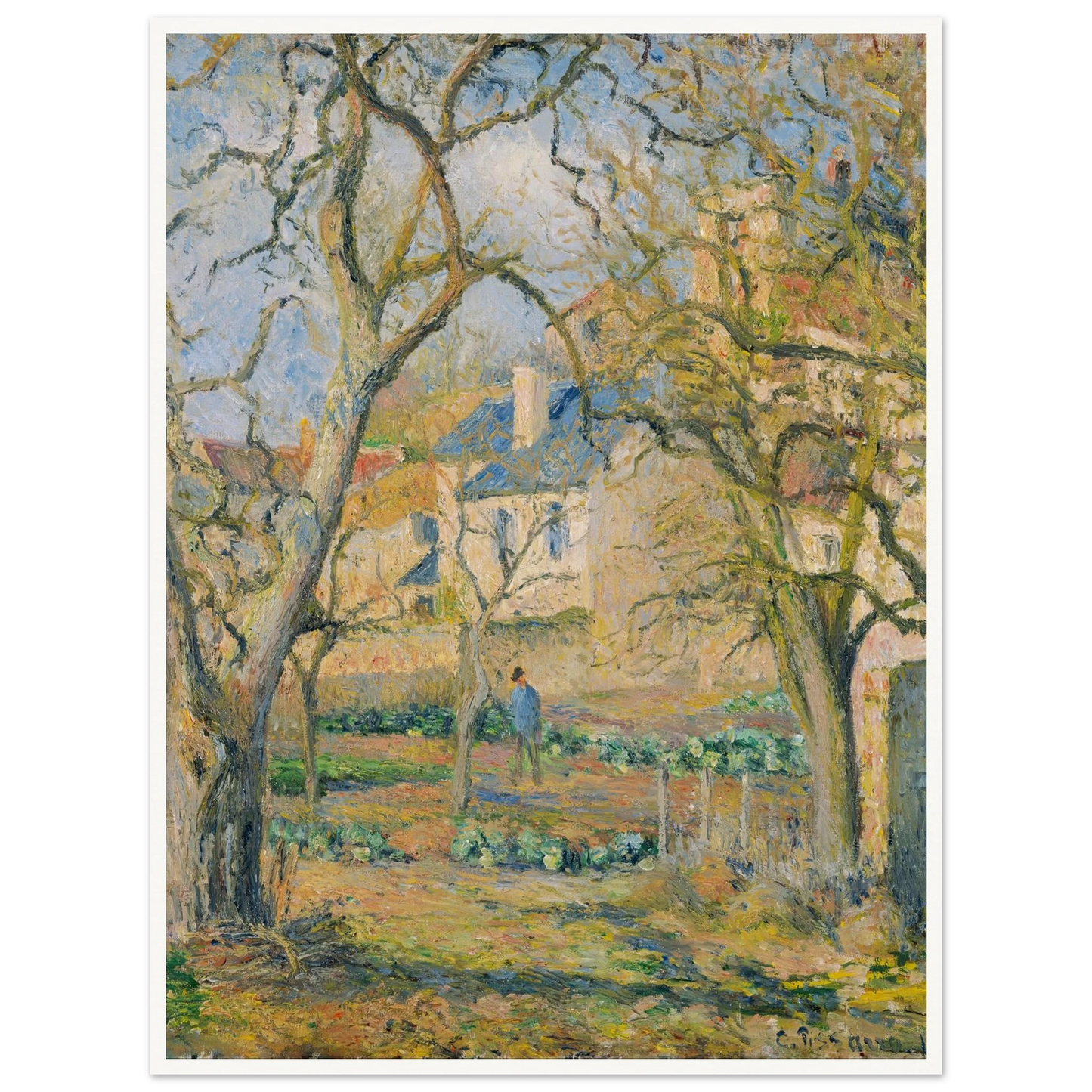 Vegetable Garden (1878) Art Print | Camille Pissarro - Framed Poster - 30x40 cm / 12x16″ - Black frame