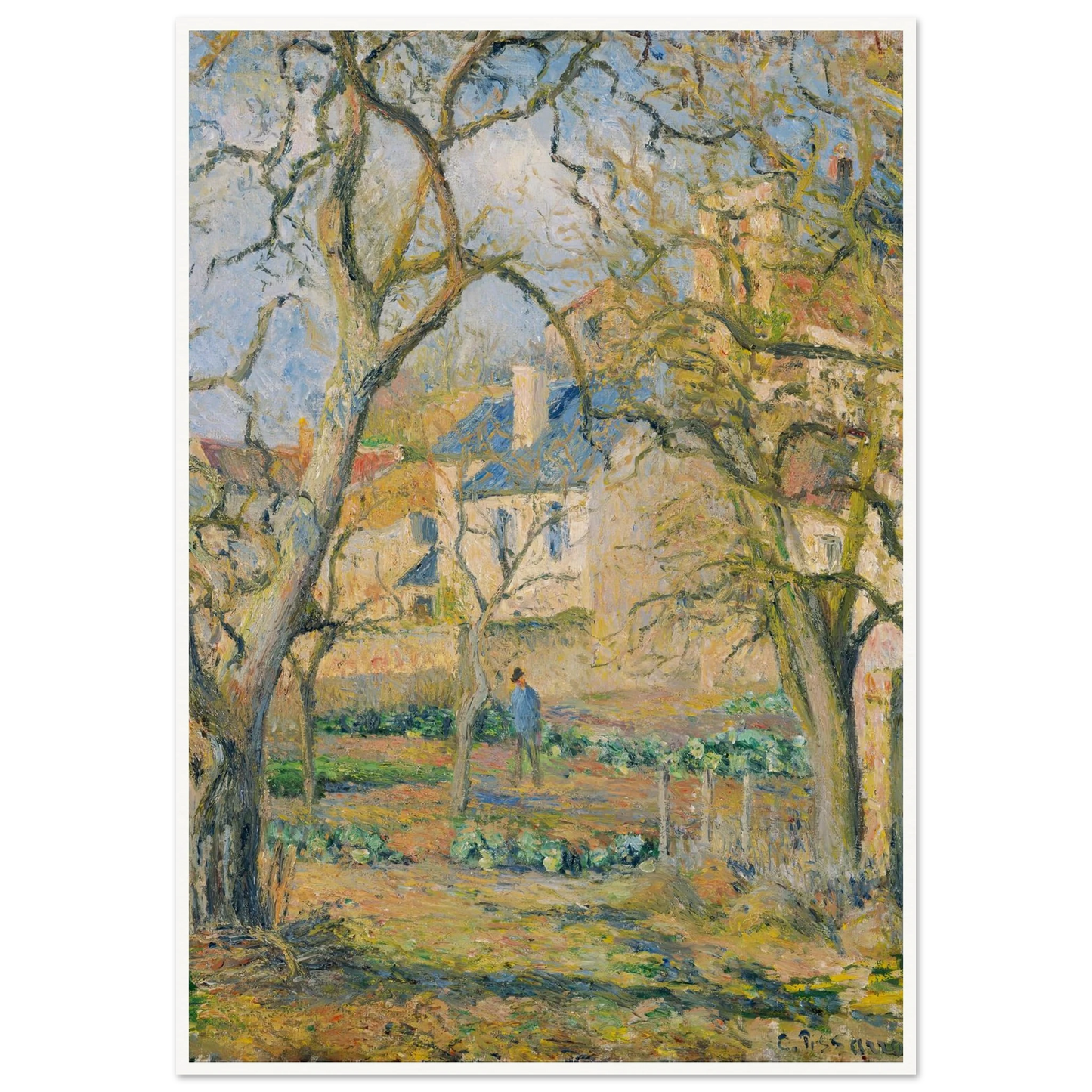 Vegetable Garden (1878) Art Print | Camille Pissarro - Framed Poster - 30x40 cm / 12x16″ - Black frame