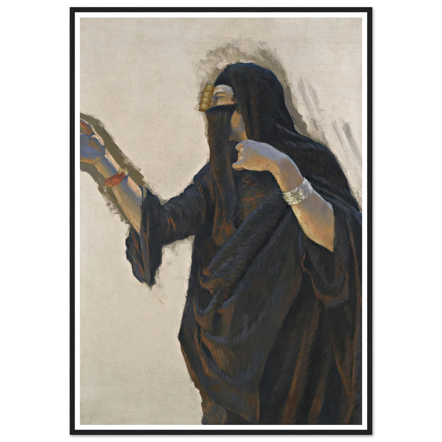 Veiled Lady Art Print | Ludwig Deutsch - Framed Poster - 30x40 cm / 12x16″ - Black frame