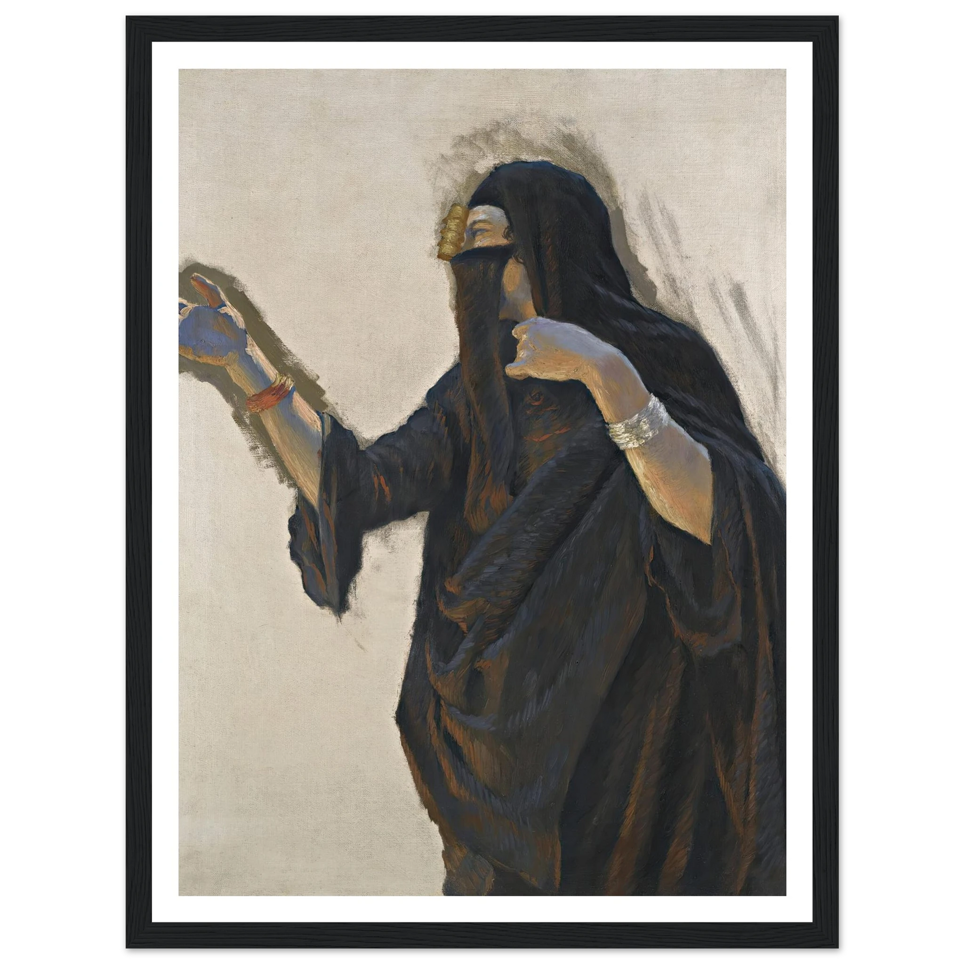 Veiled Lady Art Print | Ludwig Deutsch - Framed Poster - 30x40 cm / 12x16″ - Black frame