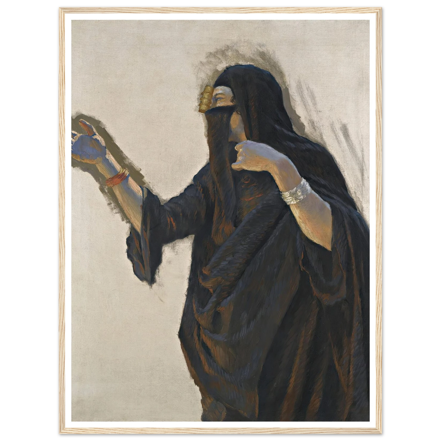 Veiled Lady Art Print | Ludwig Deutsch - Framed Poster - 30x40 cm / 12x16″ - Black frame