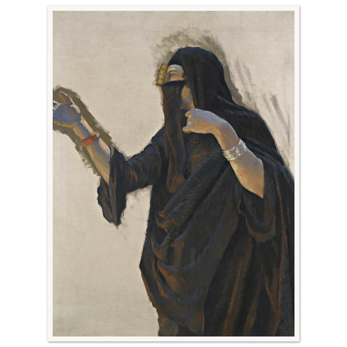 Veiled Lady Art Print | Ludwig Deutsch - Framed Poster - 30x40 cm / 12x16″ - Black frame