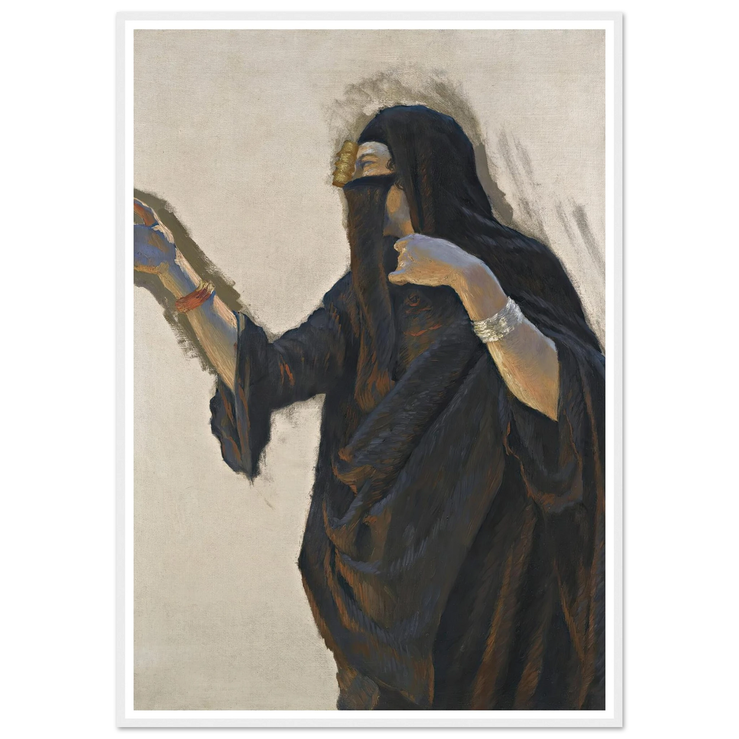 Veiled Lady Art Print | Ludwig Deutsch - Framed Poster - 30x40 cm / 12x16″ - Black frame