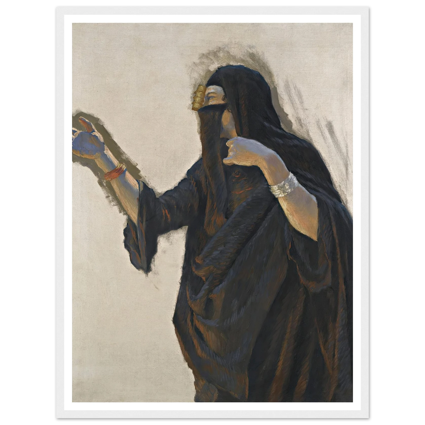 Veiled Lady Art Print | Ludwig Deutsch - Framed Poster - 30x40 cm / 12x16″ - Black frame