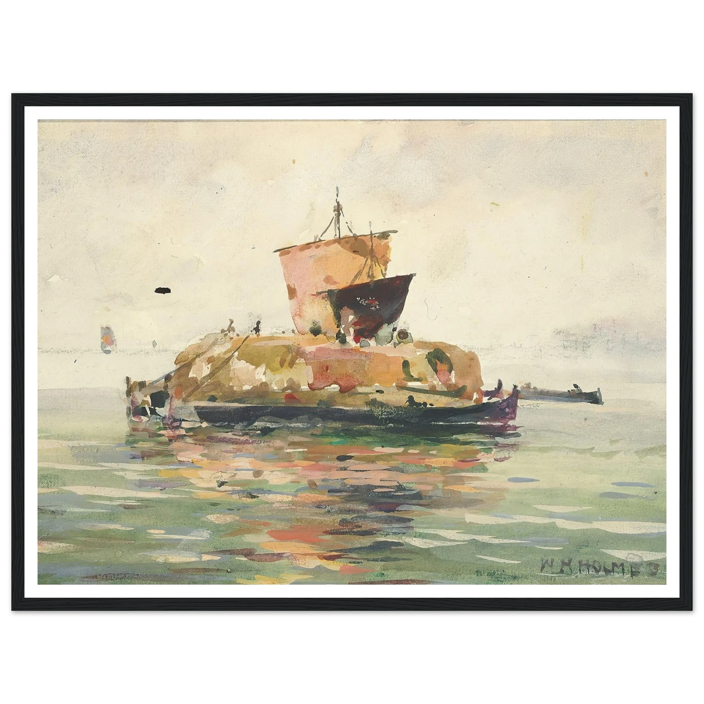 Venetian Freight Boats Art Print | William Henry Holmes - Framed Poster - 30x40 cm / 12x16″ - Black frame