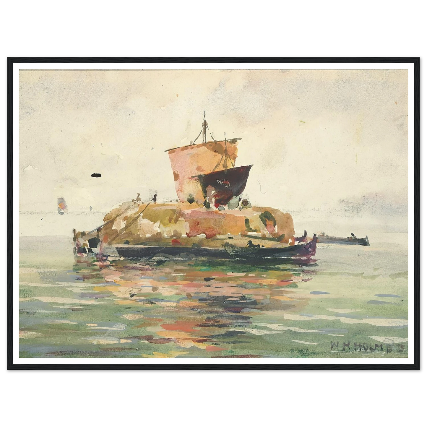 Venetian Freight Boats Art Print | William Henry Holmes - Framed Poster - 30x40 cm / 12x16″ - Black frame