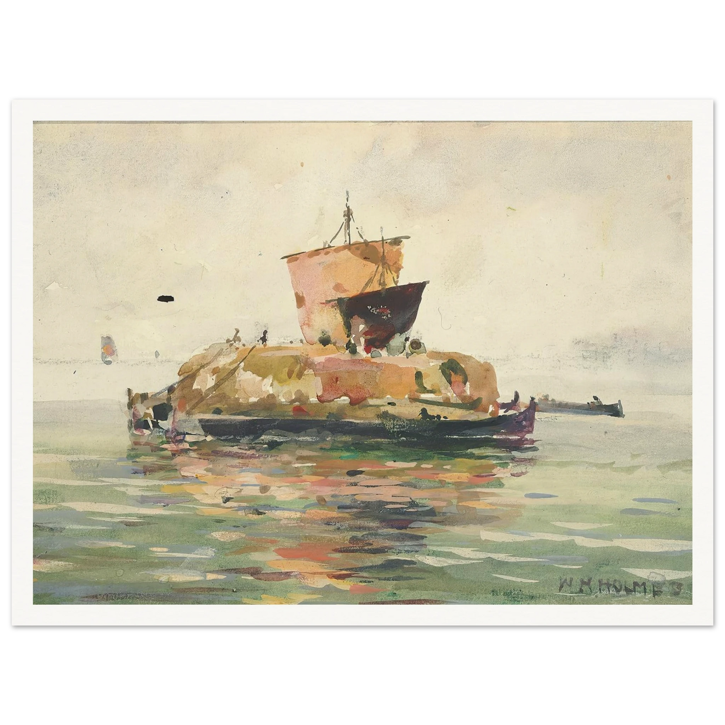 Venetian Freight Boats Art Print | William Henry Holmes - Framed Poster - 30x40 cm / 12x16″ - Black frame
