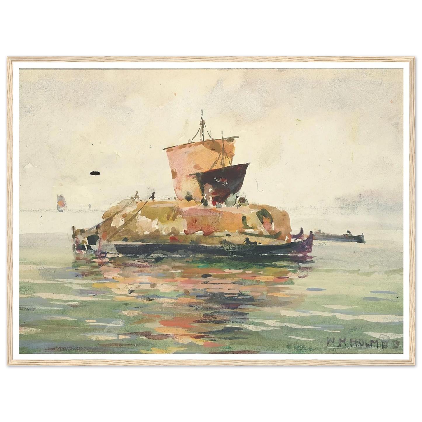 Venetian Freight Boats Art Print | William Henry Holmes - Framed Poster - 30x40 cm / 12x16″ - Black frame