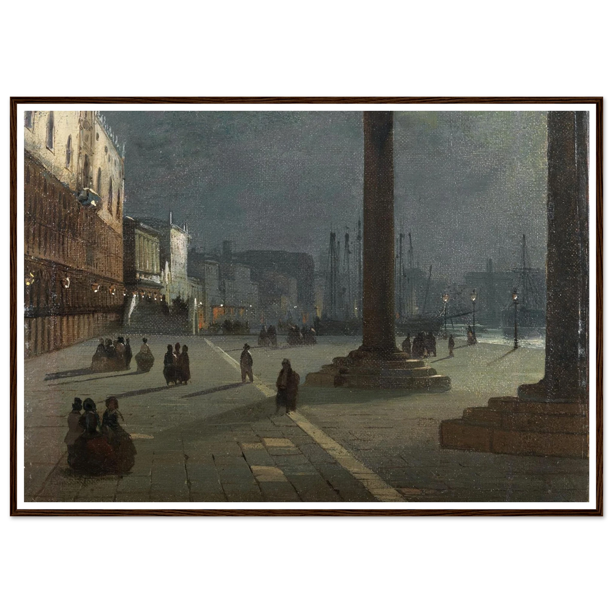 Venezia Molo di San Marco Art Print | Ippolito Caffi - Framed Poster - 30x40 cm / 12x16″ - Black frame