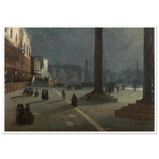 Venezia Molo di San Marco Art Print | Ippolito Caffi - Framed Poster - 30x40 cm / 12x16″ - Black frame