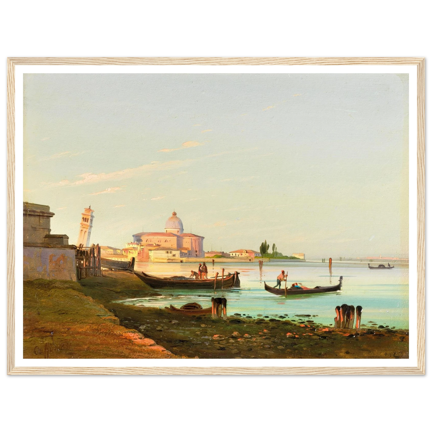 Venice, a View of San Pietro di Castello (1851) Art Print | Ippolito Caffi - Framed Poster - 30x40 cm / 12x16″ - Black frame