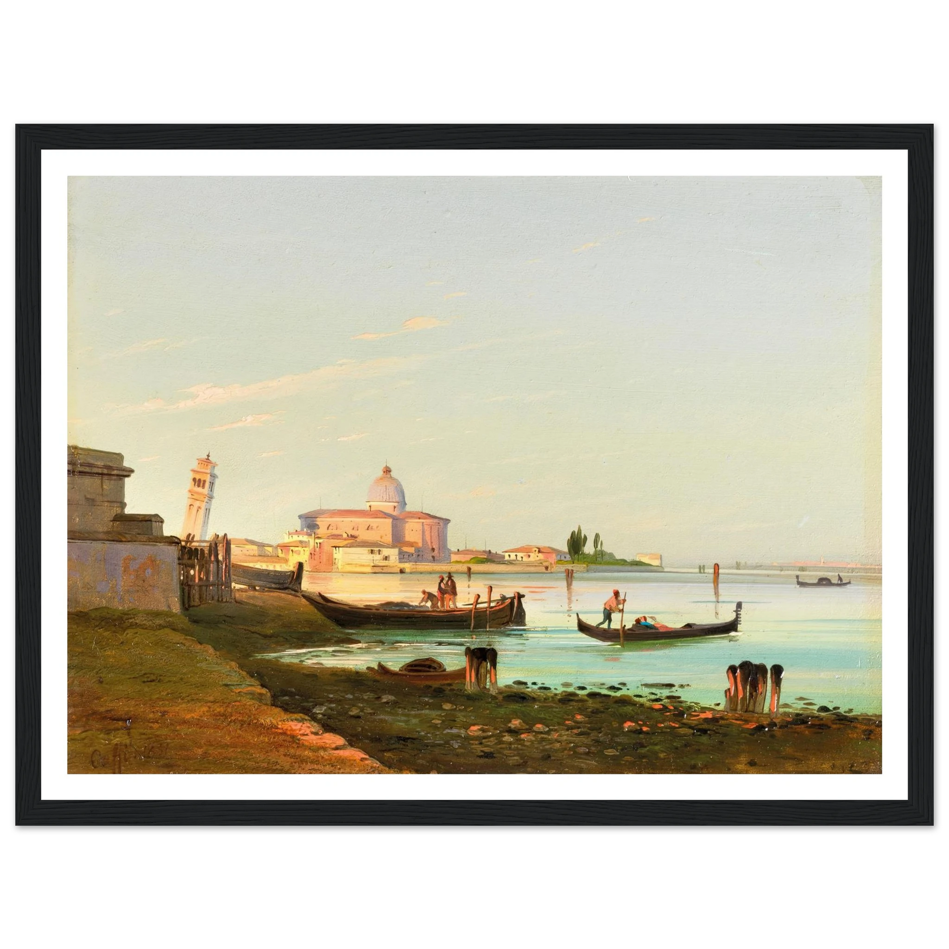 Venice, a View of San Pietro di Castello (1851) Art Print | Ippolito Caffi - Framed Poster - 30x40 cm / 12x16″ - Black frame