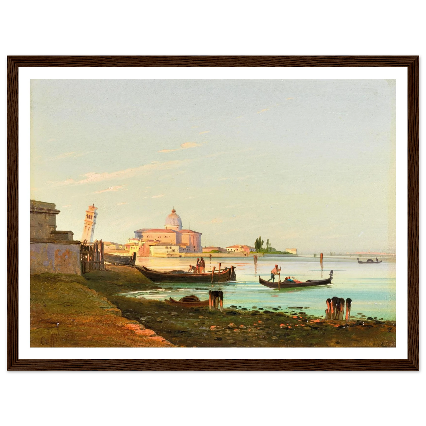 Venice, a View of San Pietro di Castello (1851) Art Print | Ippolito Caffi - Framed Poster - 30x40 cm / 12x16″ - Black frame