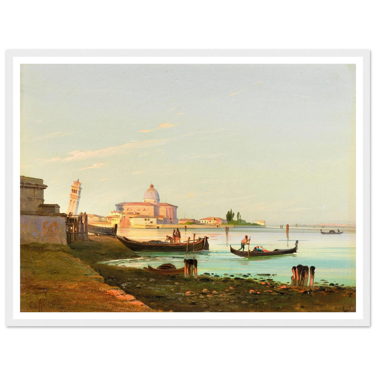 Venice, a View of San Pietro di Castello (1851) Art Print | Ippolito Caffi - Framed Poster - 30x40 cm / 12x16″ - Black frame