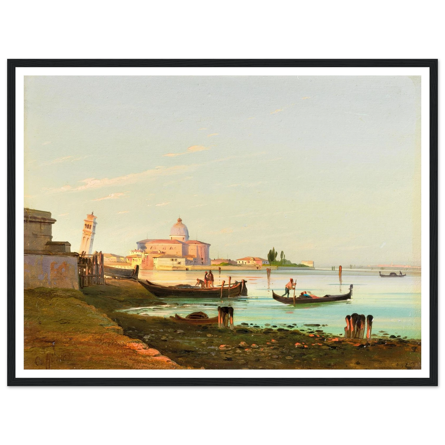 Venice, a View of San Pietro di Castello (1851) Art Print | Ippolito Caffi - Framed Poster - 30x40 cm / 12x16″ - Black frame