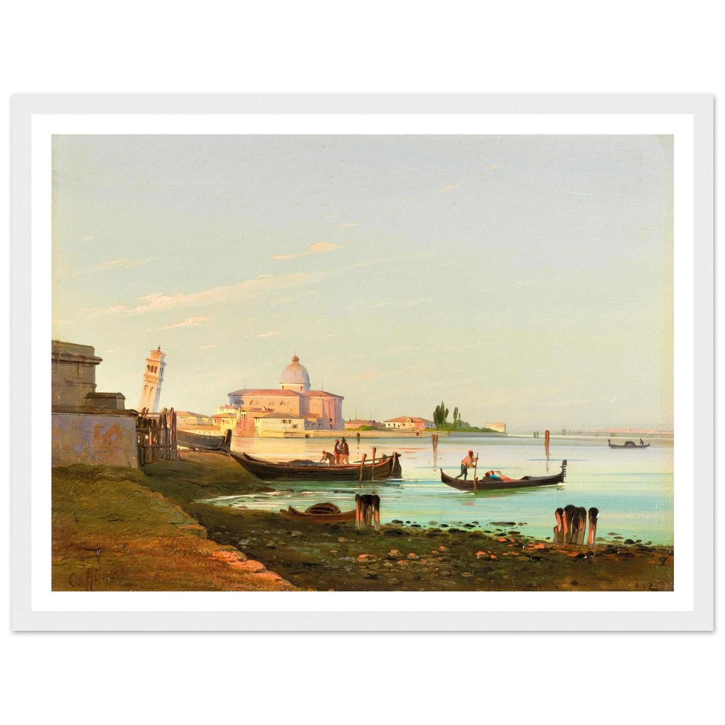 Venice, a View of San Pietro di Castello (1851) Art Print | Ippolito Caffi - Framed Poster - 30x40 cm / 12x16″ - Black frame
