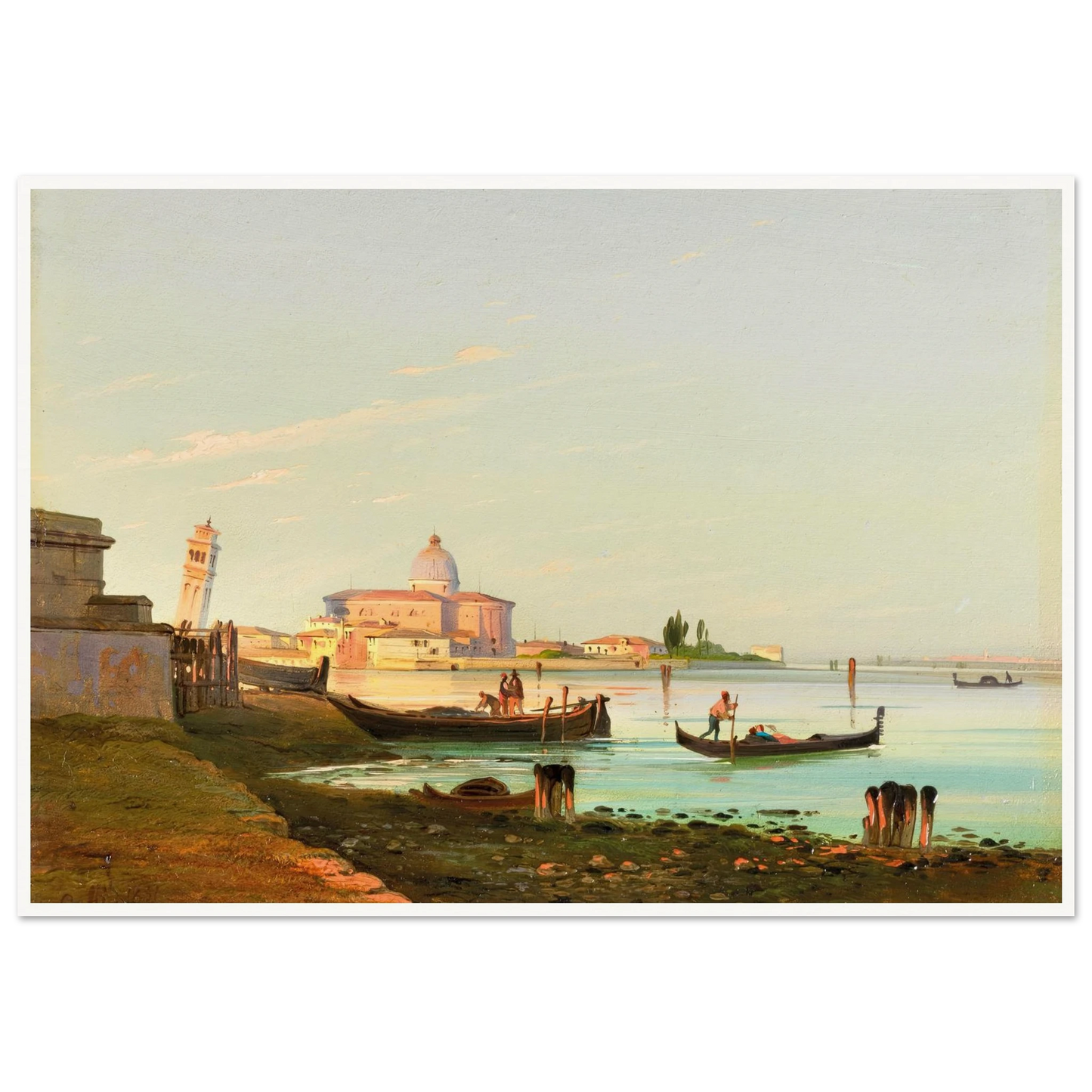 Venice, a View of San Pietro di Castello (1851) Art Print | Ippolito Caffi - Framed Poster - 30x40 cm / 12x16″ - Black frame