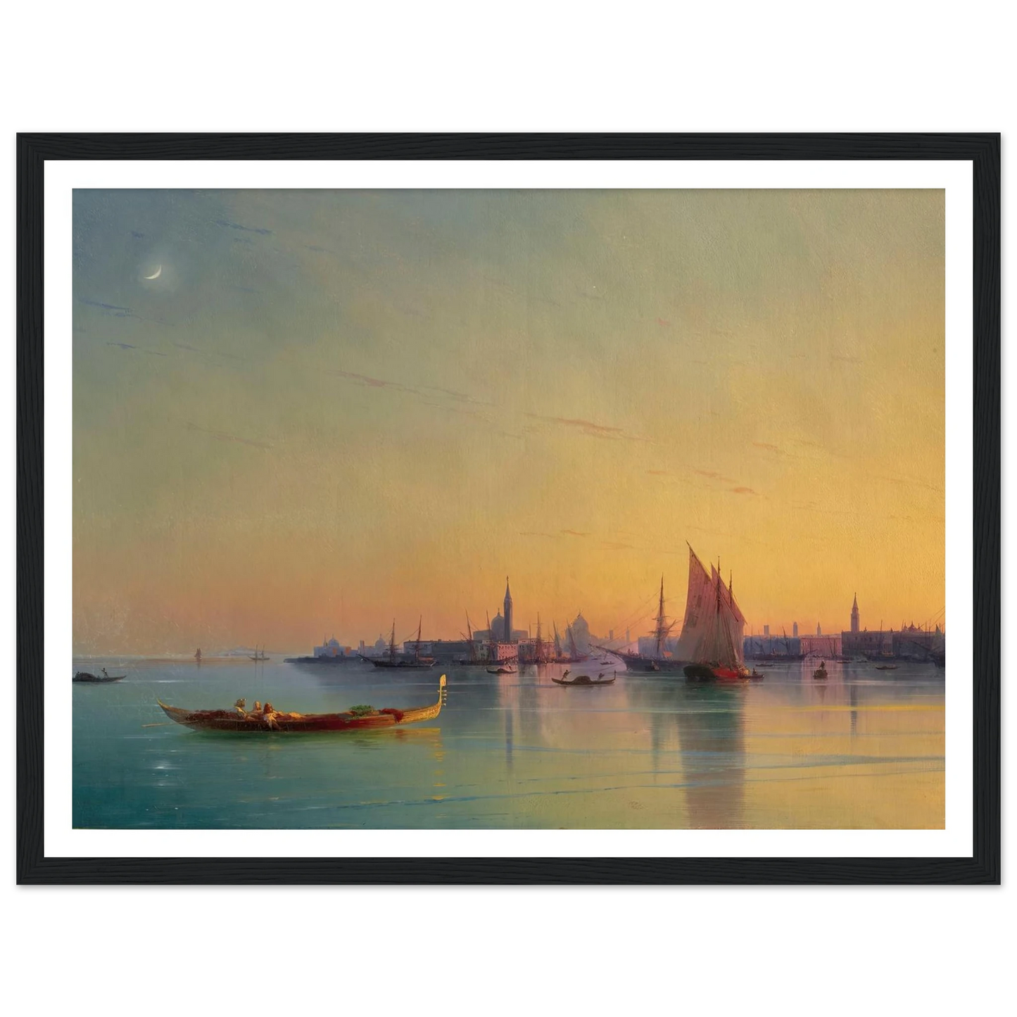 Venice at sunset (1873) Art Print | Ivan Konstantinovich Aivazovsky - Framed Poster - 30x40 cm / 12x16″ - Black frame