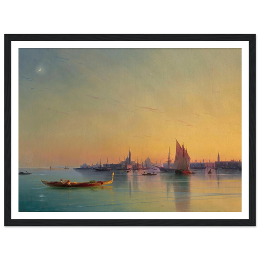 Venice at sunset (1873) Art Print | Ivan Konstantinovich Aivazovsky - Framed Poster - 30x40 cm / 12x16″ - Black frame