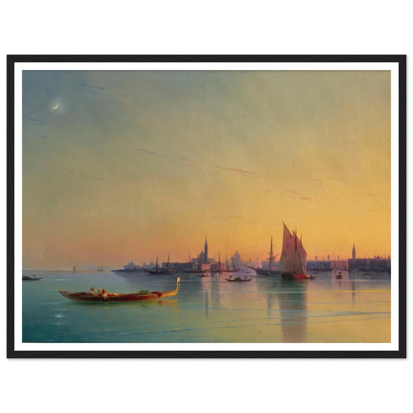Venice at sunset (1873) Art Print | Ivan Konstantinovich Aivazovsky - Framed Poster - 30x40 cm / 12x16″ - Black frame