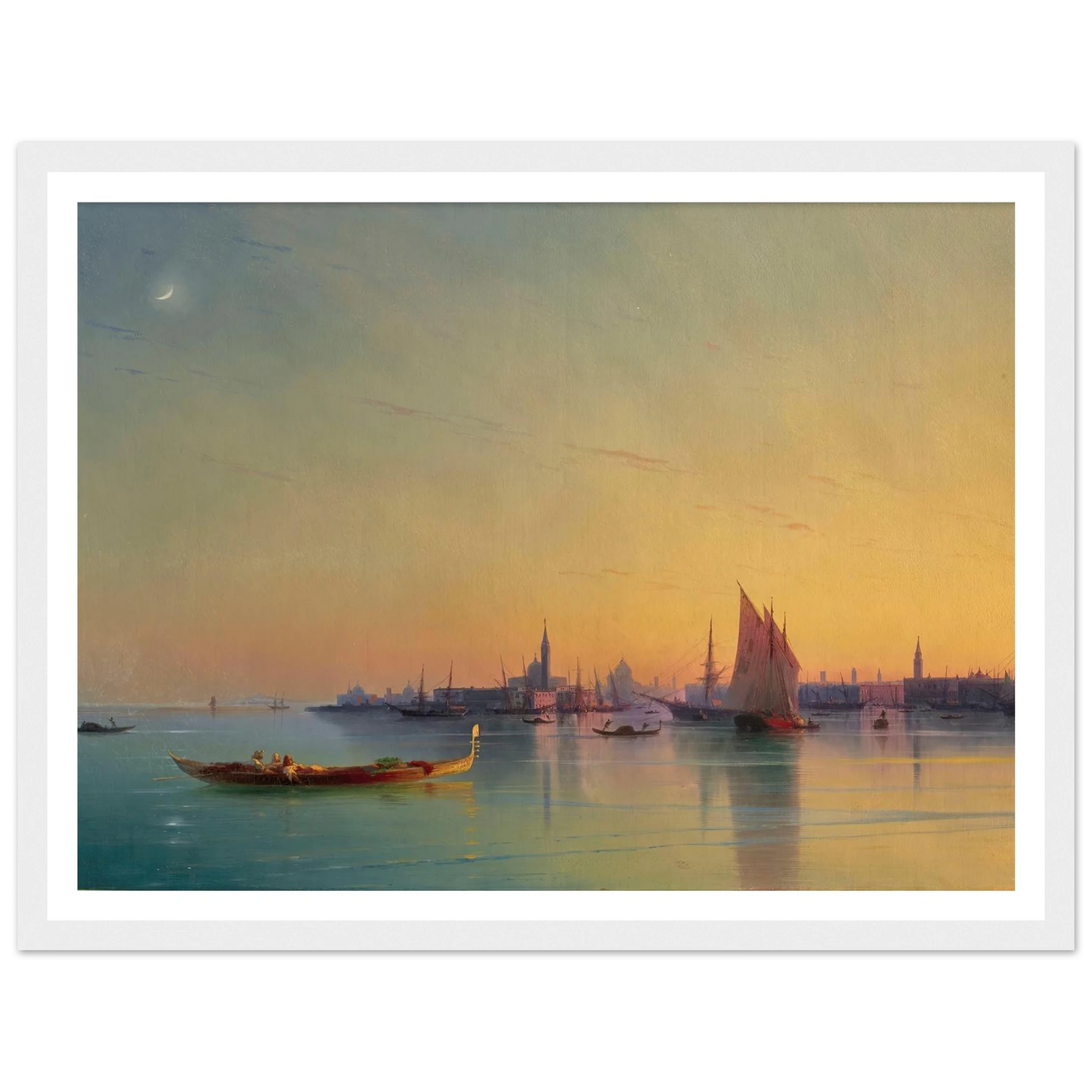 Venice at sunset (1873) Art Print | Ivan Konstantinovich Aivazovsky - Framed Poster - 30x40 cm / 12x16″ - Black frame