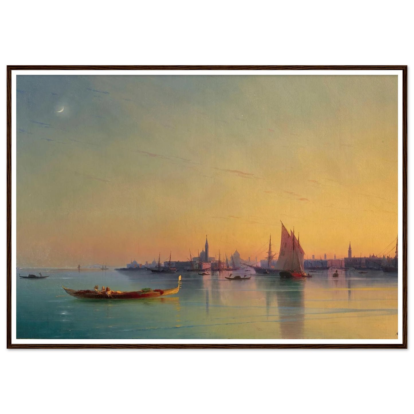 Venice at sunset (1873) Art Print | Ivan Konstantinovich Aivazovsky - Framed Poster - 30x40 cm / 12x16″ - Black frame