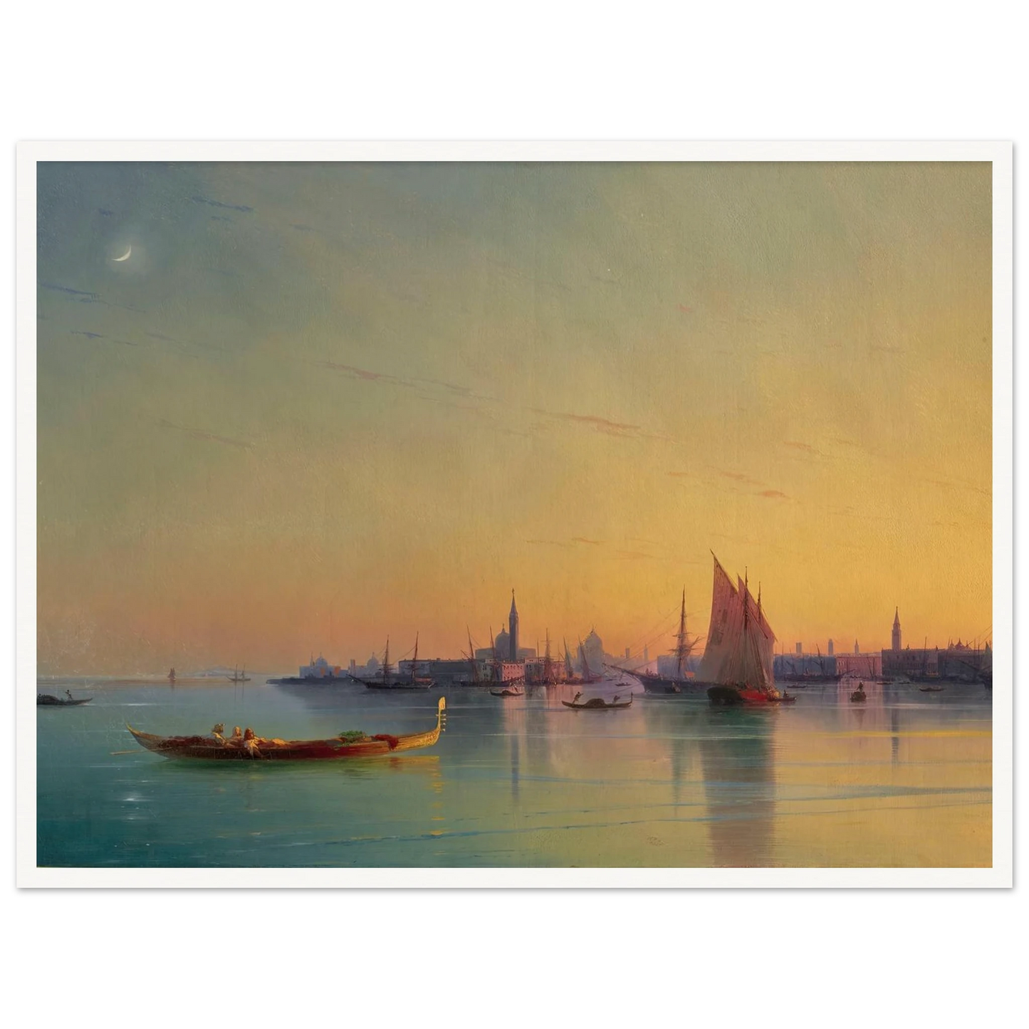 Venice at sunset (1873) Art Print | Ivan Konstantinovich Aivazovsky - Framed Poster - 30x40 cm / 12x16″ - Black frame