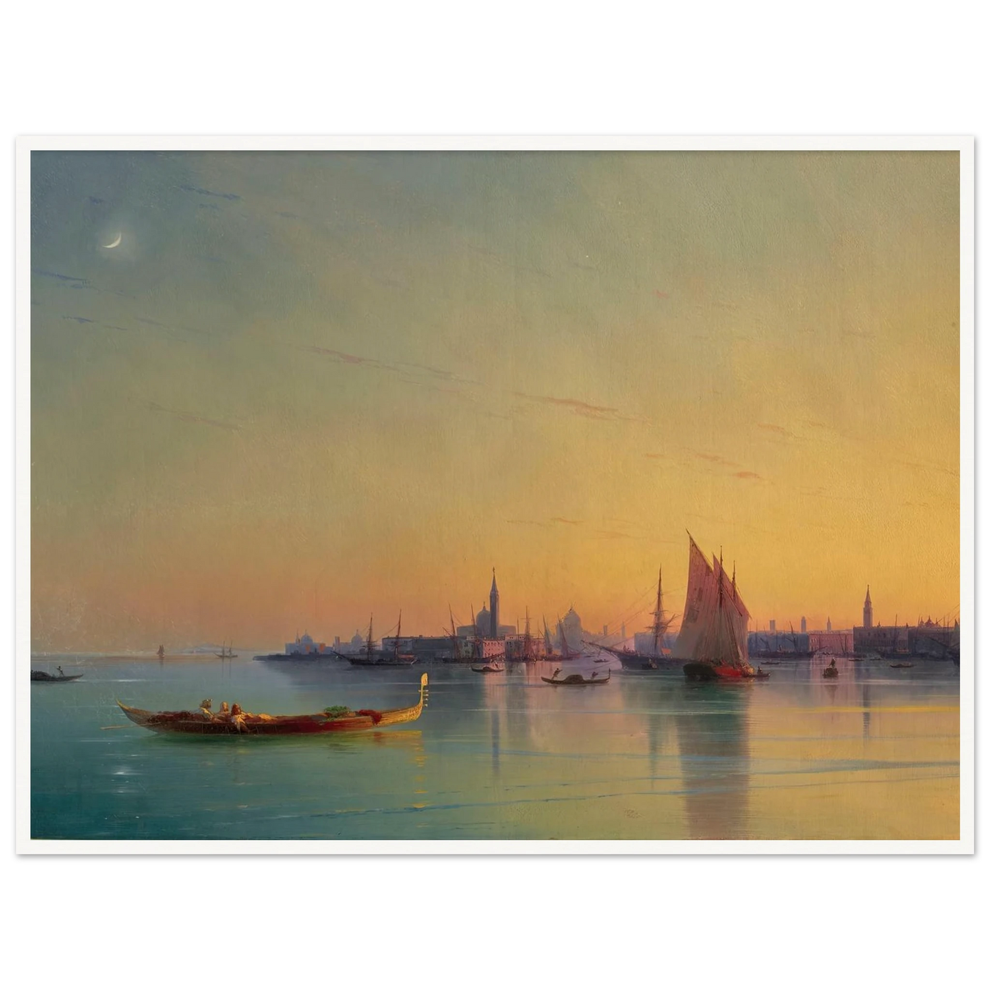Venice at sunset (1873) Art Print | Ivan Konstantinovich Aivazovsky - Framed Poster - 30x40 cm / 12x16″ - Black frame