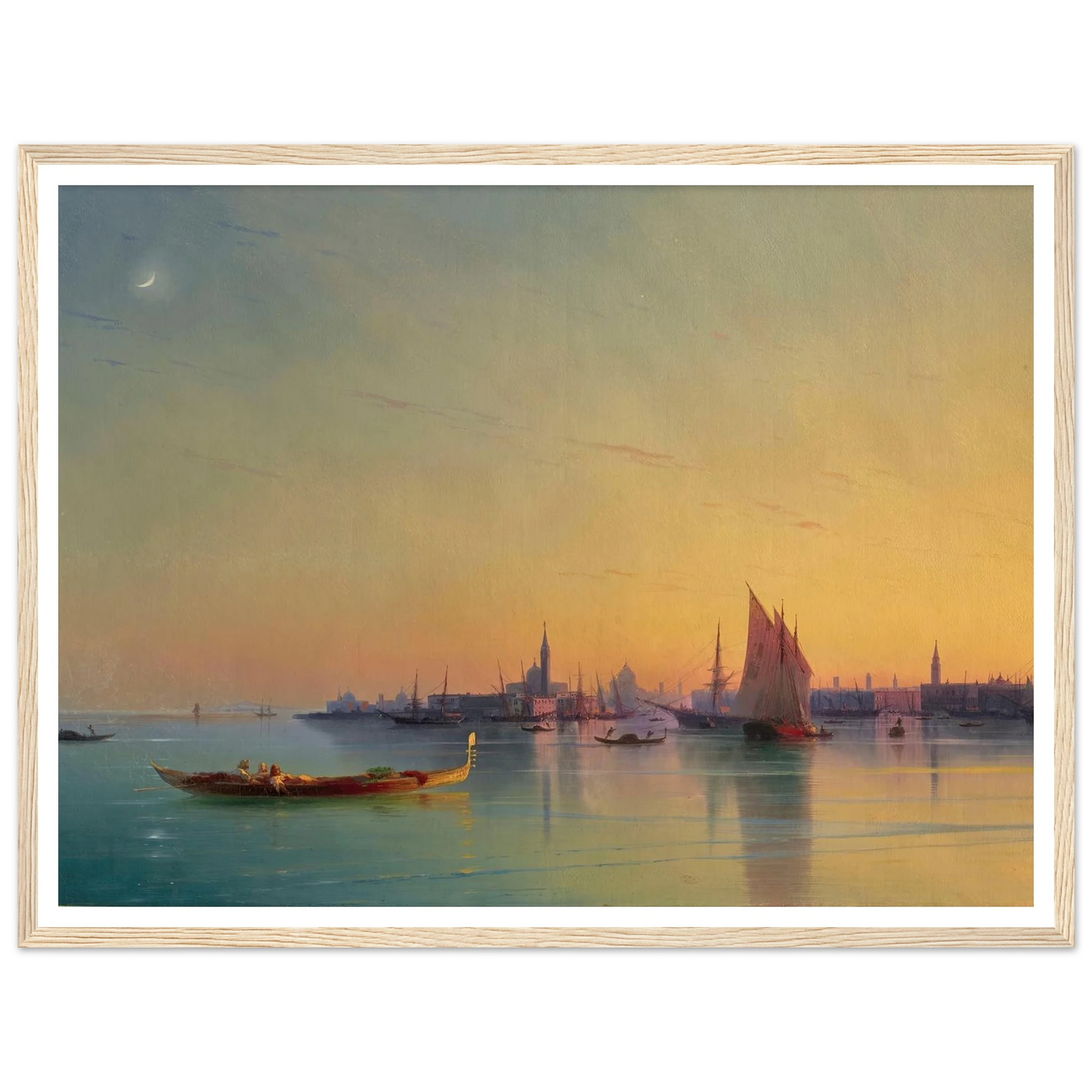 Venice at sunset (1873) Art Print | Ivan Konstantinovich Aivazovsky - Framed Poster - 30x40 cm / 12x16″ - Black frame