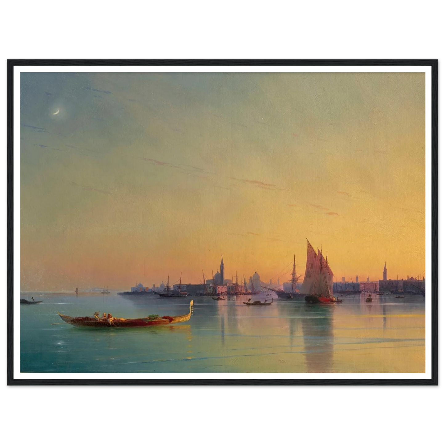 Venice at sunset (1873) Art Print | Ivan Konstantinovich Aivazovsky - Framed Poster - 30x40 cm / 12x16″ - Black frame