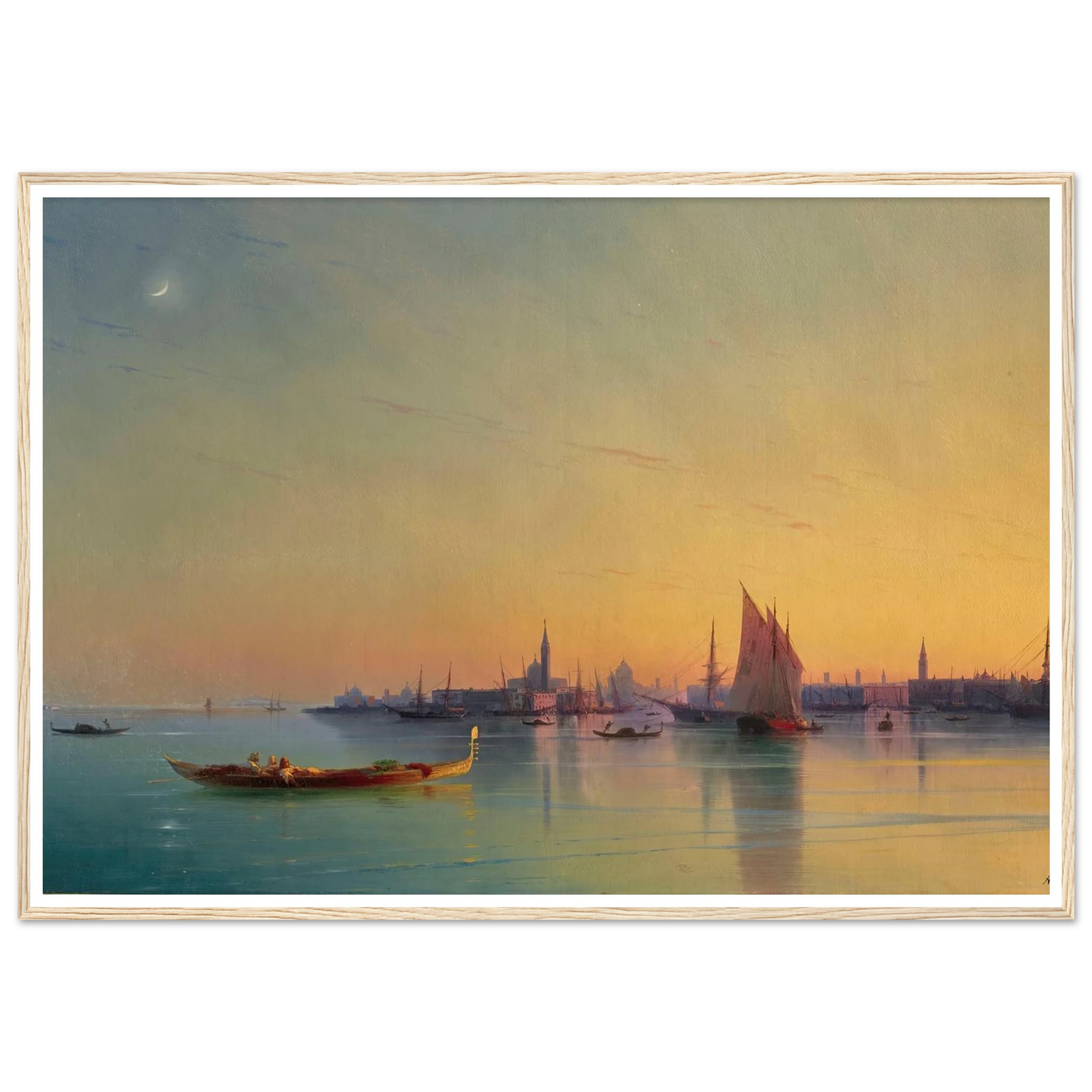 Venice at sunset (1873) Art Print | Ivan Konstantinovich Aivazovsky - Framed Poster - 30x40 cm / 12x16″ - Black frame