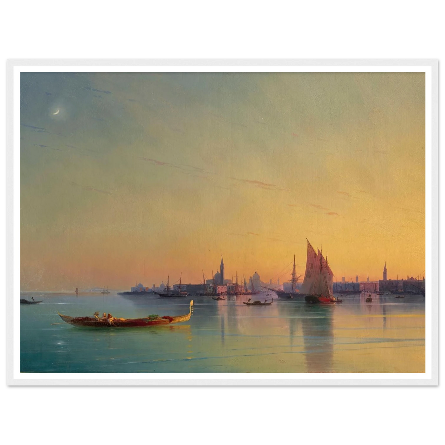 Venice at sunset (1873) Art Print | Ivan Konstantinovich Aivazovsky - Framed Poster - 30x40 cm / 12x16″ - Black frame