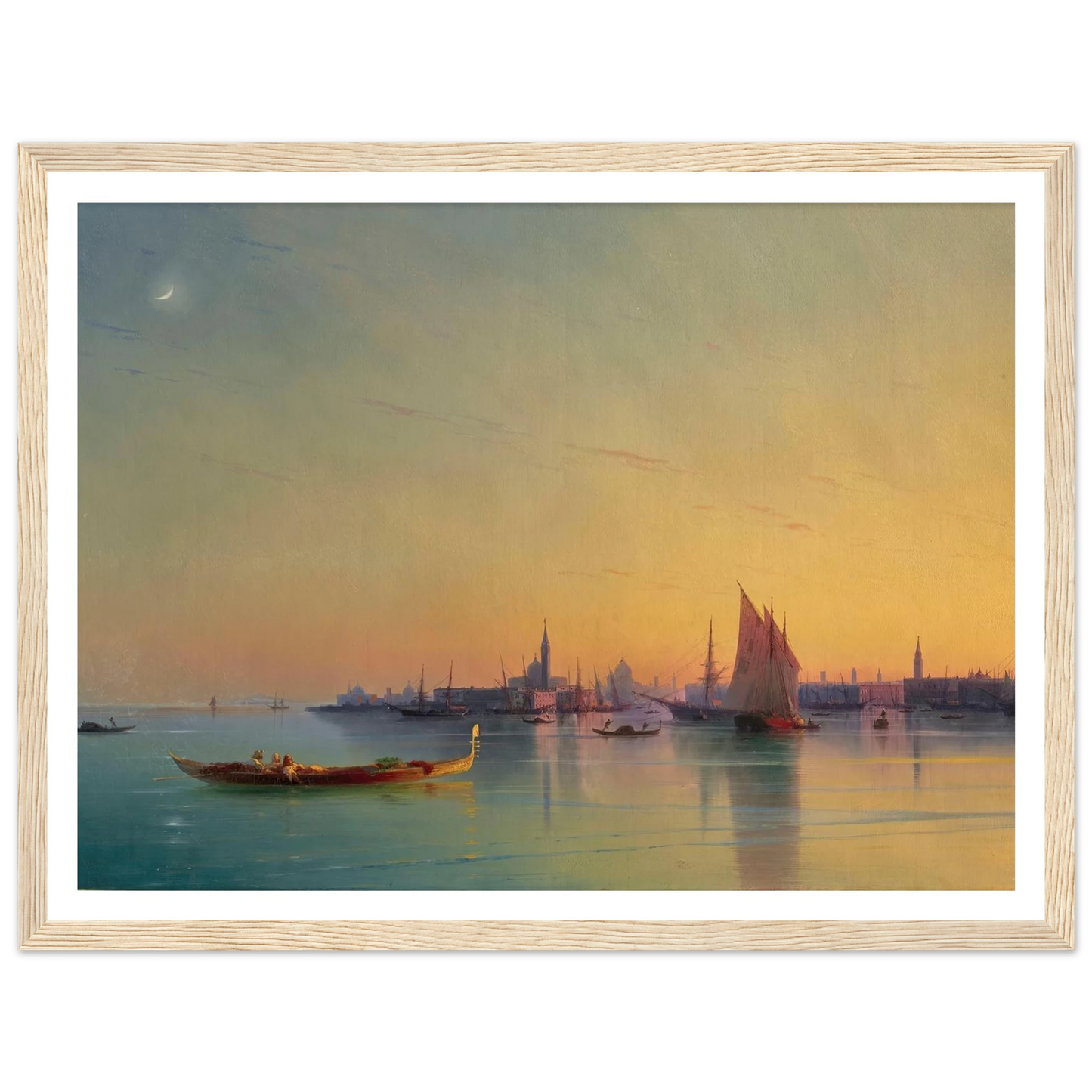 Venice at sunset (1873) Art Print | Ivan Konstantinovich Aivazovsky - Framed Poster - 30x40 cm / 12x16″ - Black frame
